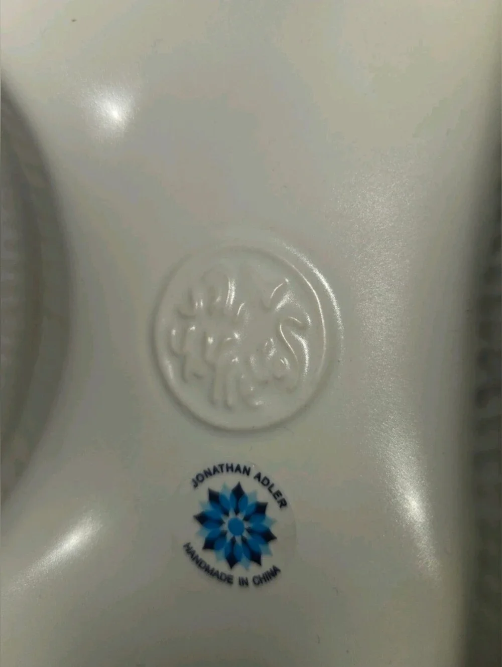 Jonathan Adler Stoneware Elephant Menorah Candle Holder White Glaze Finish